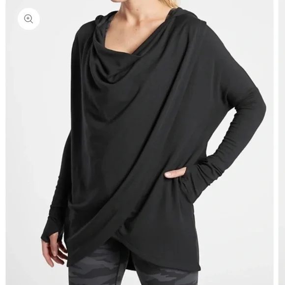 Athleta Purana Wrap Sweatshirt - Black sz s - Picture 1 of 5